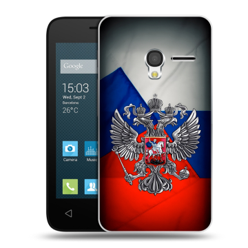 Пластиковый чехол на Alcatel One Touch Pixi 3 (4.0) с принтом Флаг России Пластиковый чехол на Alcatel One Touch Pixi 3 (4.0) с принтом Флаг России