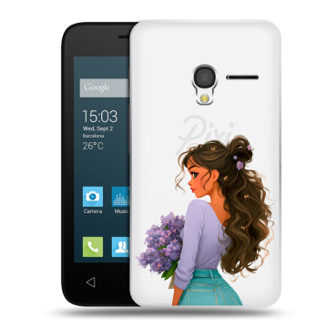 Пластиковый чехол на Alcatel One Touch Pixi 3 (4.0) с принтом девушка цветы