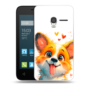 Пластиковый чехол на Alcatel One Touch Pixi 3 (4.0) с принтом корги