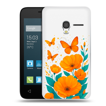 Пластиковый чехол на Alcatel One Touch Pixi 3 (4.0) с принтом цветы бабочки