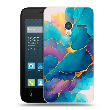 Пластиковый чехол на Alcatel One Touch Pixi 3 (4.0) с принтом Мрамор блестки