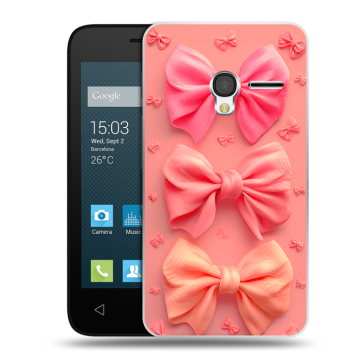 Пластиковый чехол на Alcatel One Touch Pixi 3 (4.0) с принтом Розовые бантики
