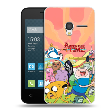 Пластиковый чехол на Alcatel One Touch Pixi 3 (4.0) с принтом Adventure time Время приключений