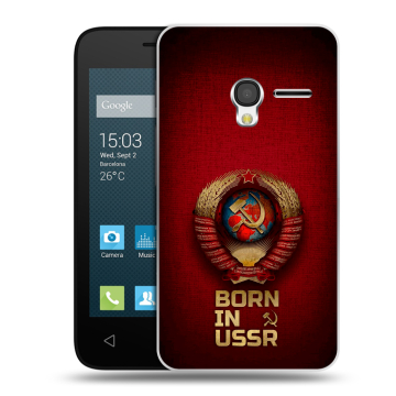 Пластиковый чехол на Alcatel One Touch Pixi 3 (4.0) с принтом Флаг Герб СССР