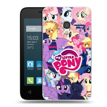 Пластиковый чехол на Alcatel One Touch Pixi 3 (4.0) с принтом My little pony Дружба чудо