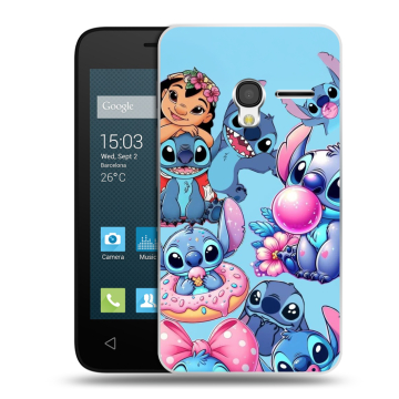 Пластиковый чехол на Alcatel One Touch Pixi 3 (4.0) с принтом Лило и Стич Пластиковый чехол на Alcatel One Touch Pixi 3 (4.0) с принтом Лило и Стич