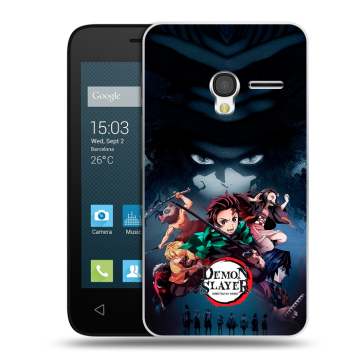 Пластиковый чехол на Alcatel One Touch Pixi 3 (4.0) с принтом Demon Slayer Клинок рассекающий демонов