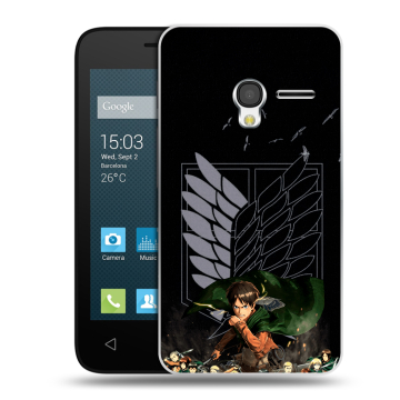 Пластиковый чехол на Alcatel One Touch Pixi 3 (4.0) с принтом Атака титанов
