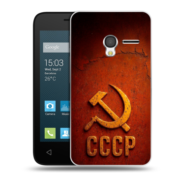 Пластиковый чехол на Alcatel One Touch Pixi 3 (4.0) с принтом Флаг Герб СССР