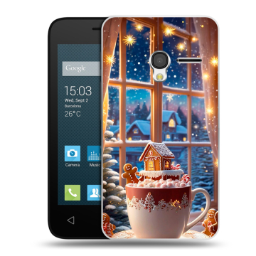 Пластиковый чехол на Alcatel One Touch Pixi 3 (4.0) с принтом Новый год