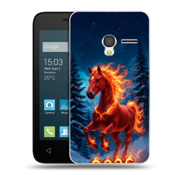 Пластиковый чехол на Alcatel One Touch Pixi 3 (4.0) с принтом Новый год коня