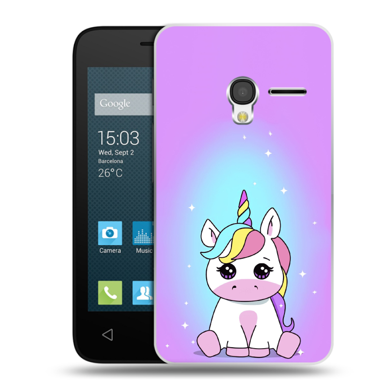 Пластиковый чехол на Alcatel One Touch Pixi 3 (4.0) с принтом Единорог Пластиковый чехол на Alcatel One Touch Pixi 3 (4.0) с принтом Единорог