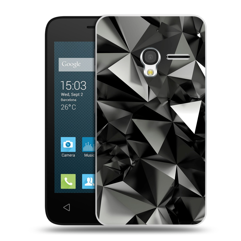 Пластиковый чехол на Alcatel One Touch Pixi 3 (4.0) с принтом Черные кристаллы Пластиковый чехол на Alcatel One Touch Pixi 3 (4.0) с принтом Черные кристаллы