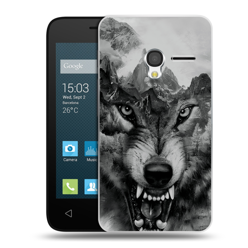 Пластиковый чехол на Alcatel One Touch Pixi 3 (4.0) с принтом Волк Пластиковый чехол на Alcatel One Touch Pixi 3 (4.0) с принтом Волк