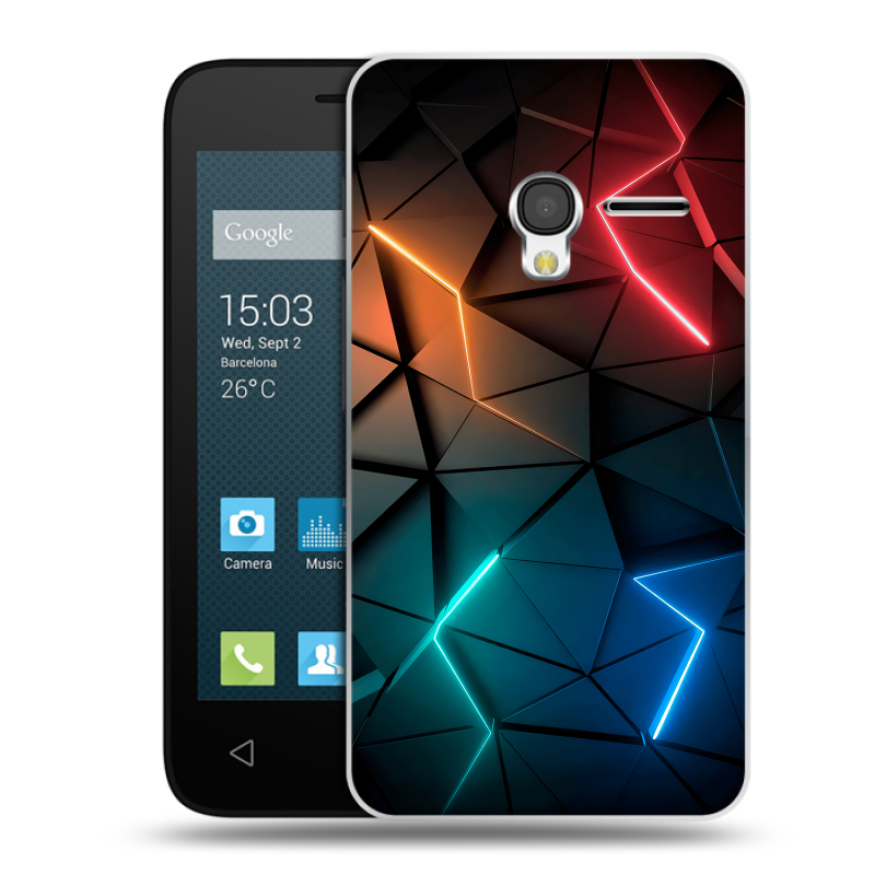 Пластиковый чехол на Alcatel One Touch Pixi 3 (4.0) с принтом Абстракция неон Пластиковый чехол на Alcatel One Touch Pixi 3 (4.0) с принтом Абстракция неон