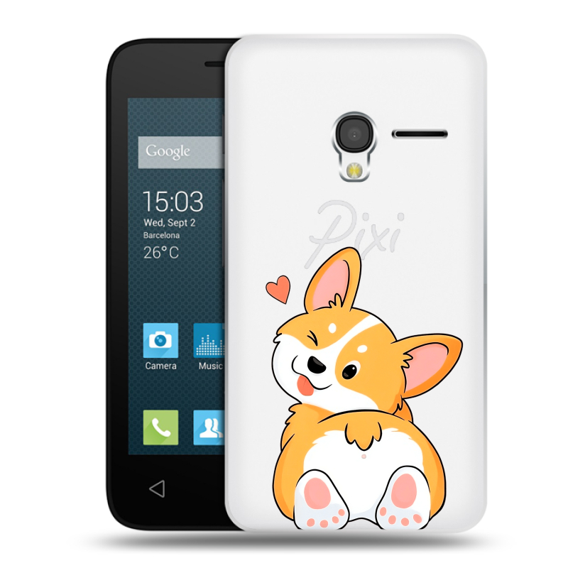 Пластиковый чехол на Alcatel One Touch Pixi 3 (4.0) с принтом Корги Пластиковый чехол на Alcatel One Touch Pixi 3 (4.0) с принтом Корги