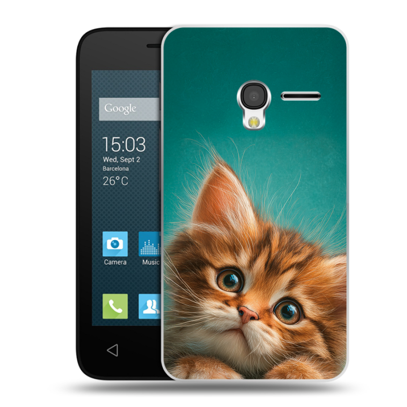 Пластиковый чехол на Alcatel One Touch Pixi 3 (4.0) с принтом котенок Пластиковый чехол на Alcatel One Touch Pixi 3 (4.0) с принтом котенок