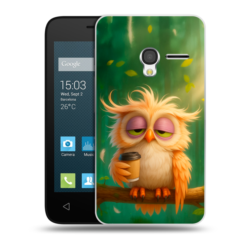 Пластиковый чехол на Alcatel One Touch Pixi 3 (4.0) с принтом сова Пластиковый чехол на Alcatel One Touch Pixi 3 (4.0) с принтом сова