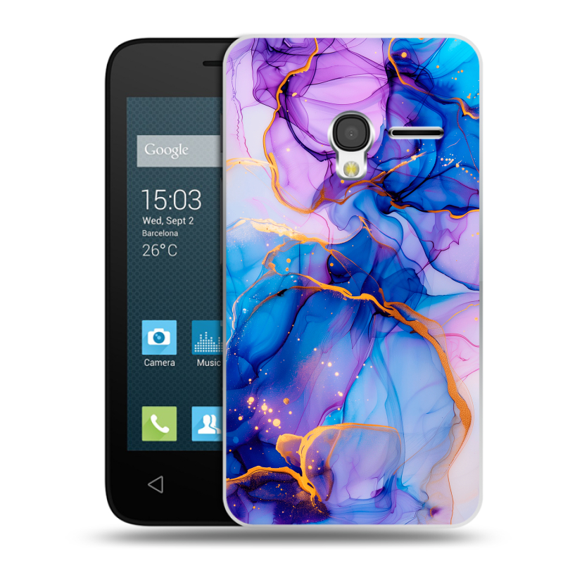 Пластиковый чехол на Alcatel One Touch Pixi 3 (4.0) с принтом синий мрамор Пластиковый чехол на Alcatel One Touch Pixi 3 (4.0) с принтом синий мрамор