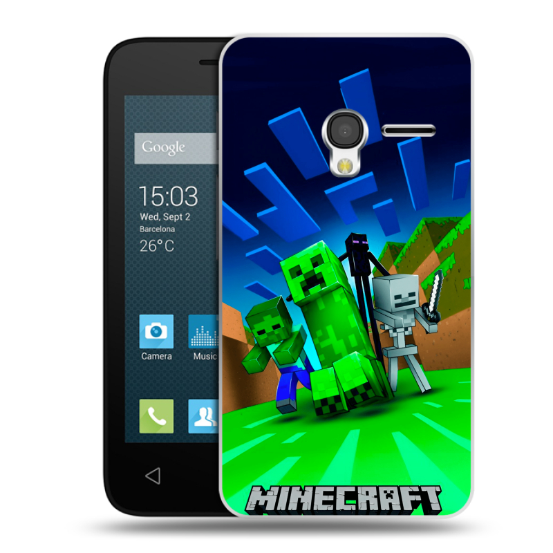 Пластиковый чехол на Alcatel One Touch Pixi 3 (4.0) с принтом Майнкрафт Пластиковый чехол на Alcatel One Touch Pixi 3 (4.0) с принтом Майнкрафт