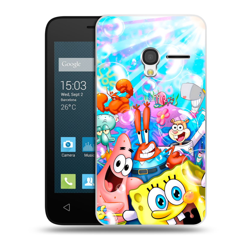 Пластиковый чехол на Alcatel One Touch Pixi 3 (4.0) с принтом спанчбоб спанч боб Пластиковый чехол на Alcatel One Touch Pixi 3 (4.0) с принтом спанчбоб спанч боб
