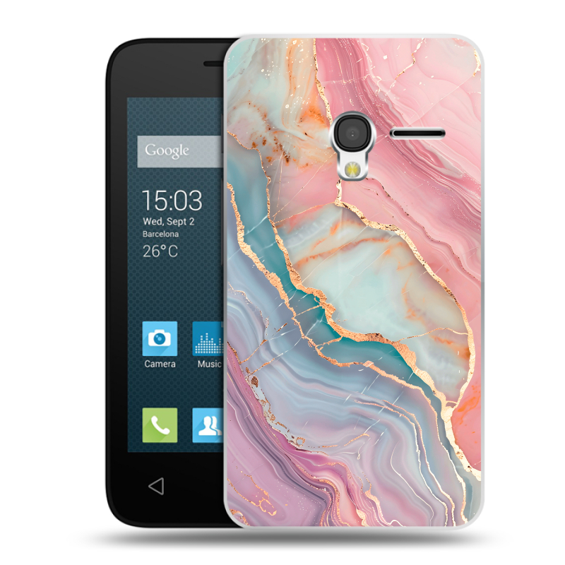 Пластиковый чехол на Alcatel One Touch Pixi 3 (4.0) с принтом розовый мрамор Пластиковый чехол на Alcatel One Touch Pixi 3 (4.0) с принтом розовый мрамор