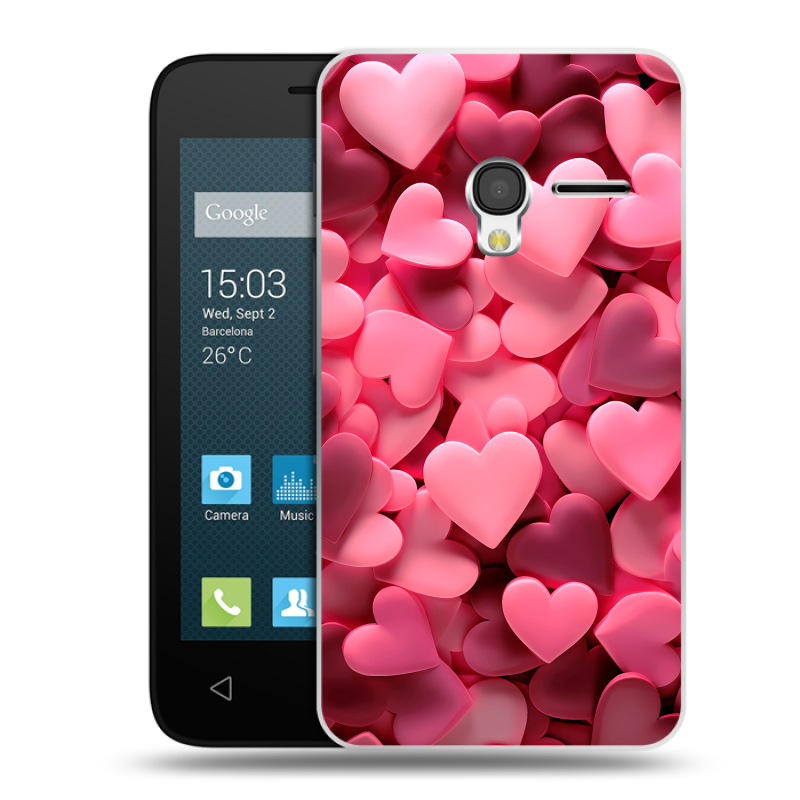 Пластиковый чехол на Alcatel One Touch Pixi 3 (4.0) с принтом розовые сердечки Пластиковый чехол на Alcatel One Touch Pixi 3 (4.0) с принтом розовые сердечки