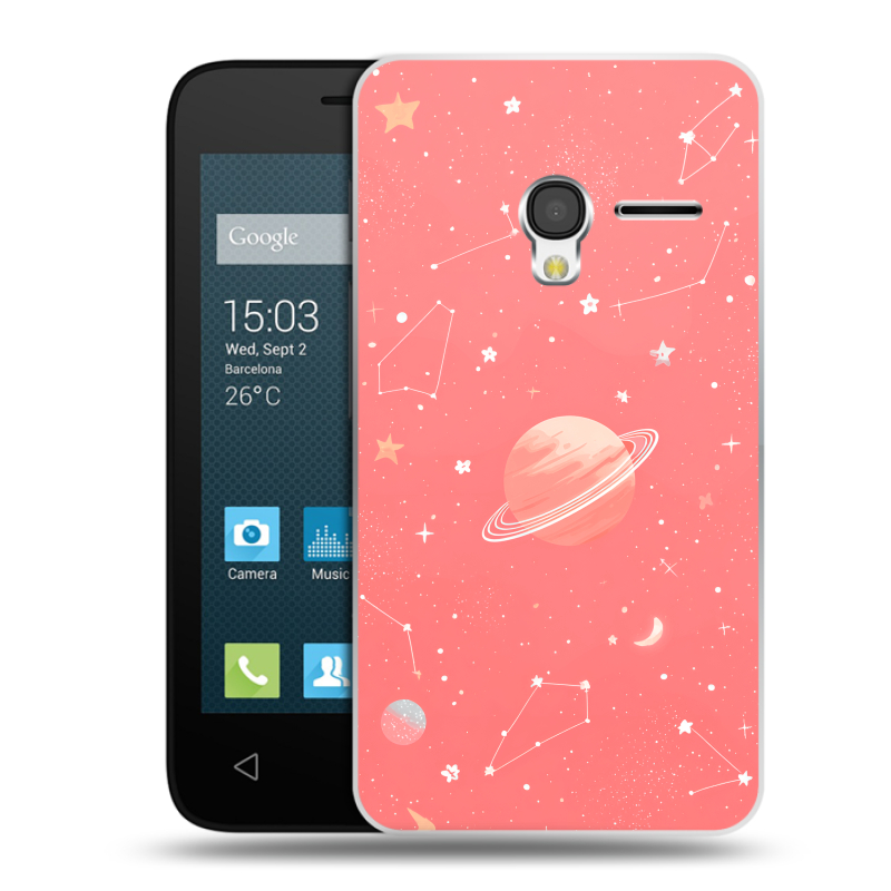 Пластиковый чехол на Alcatel One Touch Pixi 3 (4.0) с принтом Розовый космос Пластиковый чехол на Alcatel One Touch Pixi 3 (4.0) с принтом Розовый космос