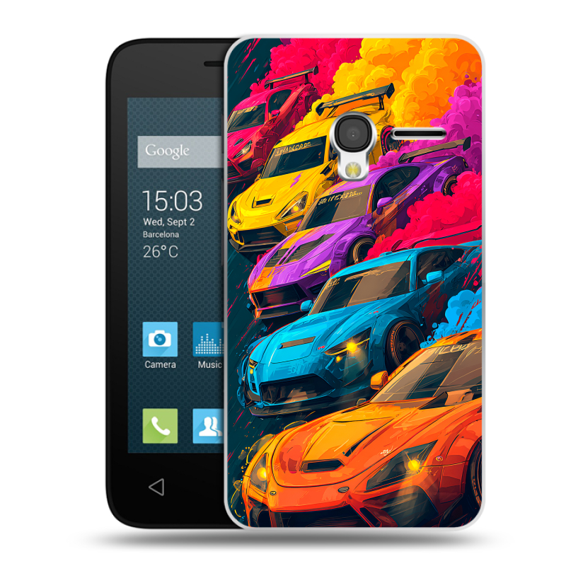 Пластиковый чехол на Alcatel One Touch Pixi 3 (4.0) с принтом Тачки Пластиковый чехол на Alcatel One Touch Pixi 3 (4.0) с принтом Тачки