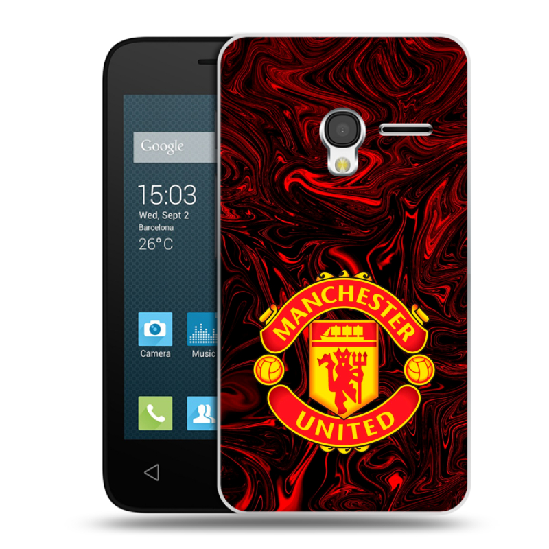Пластиковый чехол на Alcatel One Touch Pixi 3 (4.0) с принтом Manchester United Пластиковый чехол на Alcatel One Touch Pixi 3 (4.0) с принтом Manchester United