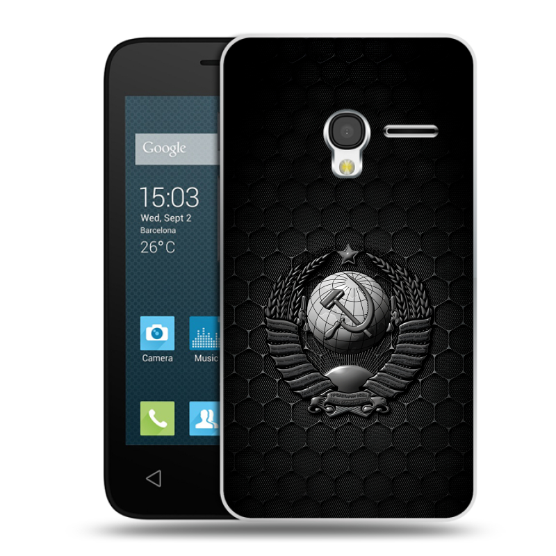 Пластиковый чехол на Alcatel One Touch Pixi 3 (4.0) с принтом Герб Флаг СССР Пластиковый чехол на Alcatel One Touch Pixi 3 (4.0) с принтом Герб Флаг СССР