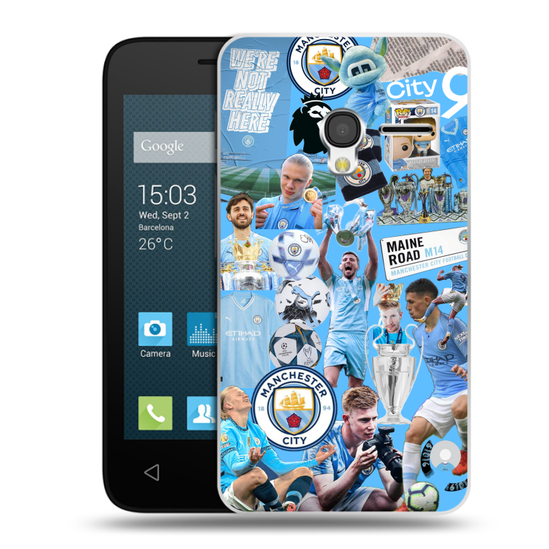 Пластиковый чехол на Alcatel One Touch Pixi 3 (4.0) с принтом Man City Манчестер Сити Пластиковый чехол на Alcatel One Touch Pixi 3 (4.0) с принтом Man City Манчестер Сити