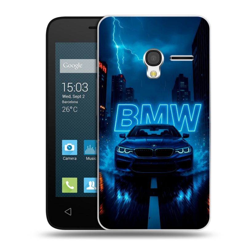 Пластиковый чехол на Alcatel One Touch Pixi 3 (4.0) с принтом BMW БМВ Пластиковый чехол на Alcatel One Touch Pixi 3 (4.0) с принтом BMW БМВ