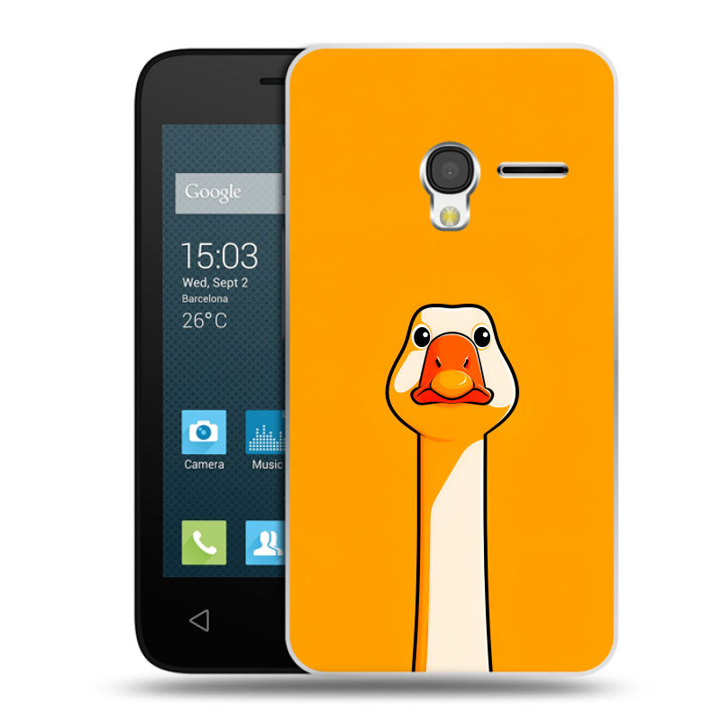 Пластиковый чехол на Alcatel One Touch Pixi 3 (4.0) с принтом Смешная утка Пластиковый чехол на Alcatel One Touch Pixi 3 (4.0) с принтом Смешная утка