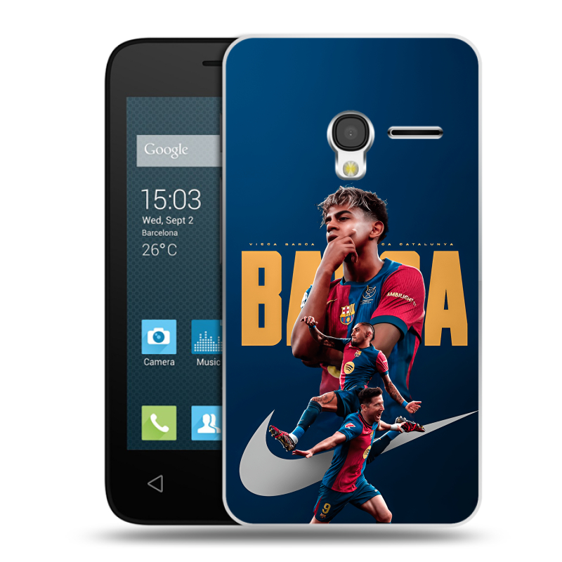 Пластиковый чехол на Alcatel One Touch Pixi 3 (4.0) с принтом Барселона Barca Yamal Пластиковый чехол на Alcatel One Touch Pixi 3 (4.0) с принтом Барселона Barca Yamal