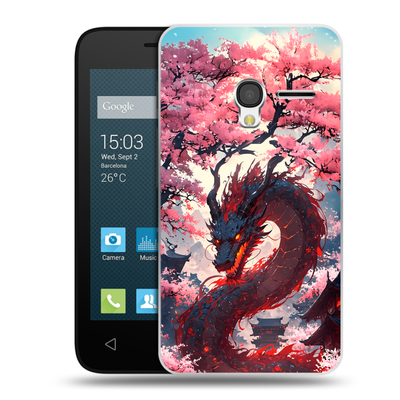 Пластиковый чехол на Alcatel One Touch Pixi 3 (4.0) с принтом Дракон Японский Пластиковый чехол на Alcatel One Touch Pixi 3 (4.0) с принтом Дракон Японский