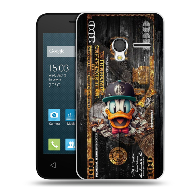 Пластиковый чехол на Alcatel One Touch Pixi 3 (4.0) с принтом Дональд Дак Доллар Пластиковый чехол на Alcatel One Touch Pixi 3 (4.0) с принтом Дональд Дак Доллар