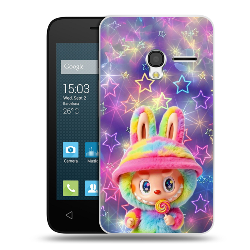 Пластиковый чехол на Alcatel One Touch Pixi 3 (4.0) с принтом Labubu Лабубу Пластиковый чехол на Alcatel One Touch Pixi 3 (4.0) с принтом Labubu Лабубу