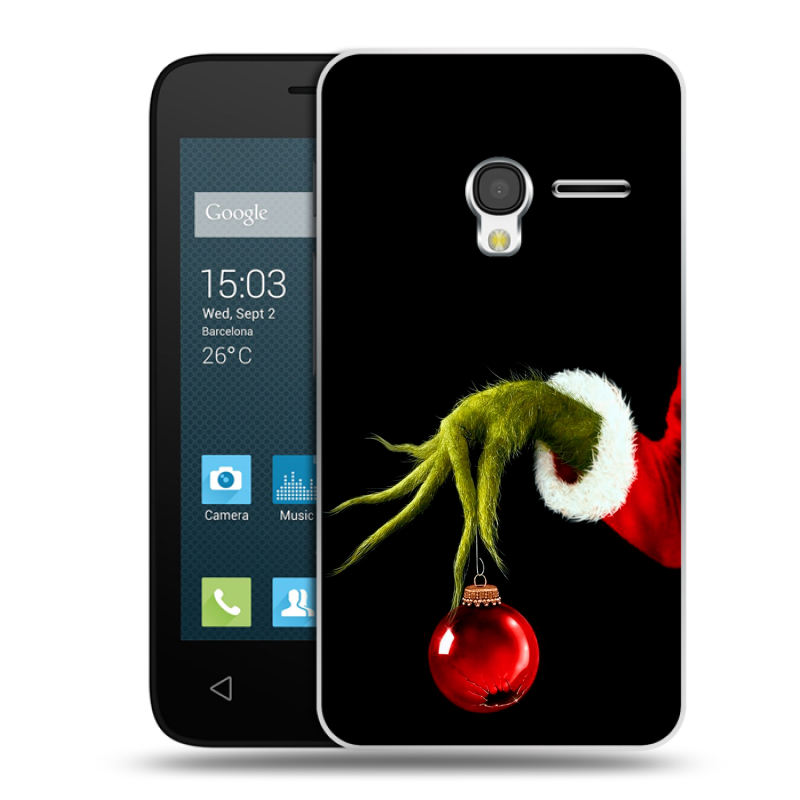 Пластиковый чехол на Alcatel One Touch Pixi 3 (4.0) с принтом Новый год Гринч Пластиковый чехол на Alcatel One Touch Pixi 3 (4.0) с принтом Новый год Гринч