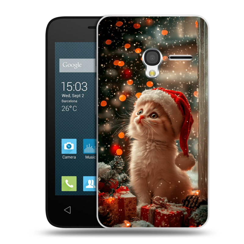 Пластиковый чехол на Alcatel One Touch Pixi 3 (4.0) с принтом Новый год Пластиковый чехол на Alcatel One Touch Pixi 3 (4.0) с принтом Новый год