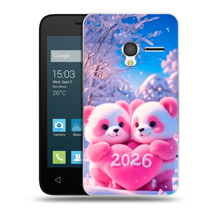 Пластиковый чехол на Alcatel One Touch Pixi 3 (4.0) с принтом Новый год Пластиковый чехол на Alcatel One Touch Pixi 3 (4.0) с принтом Новый год