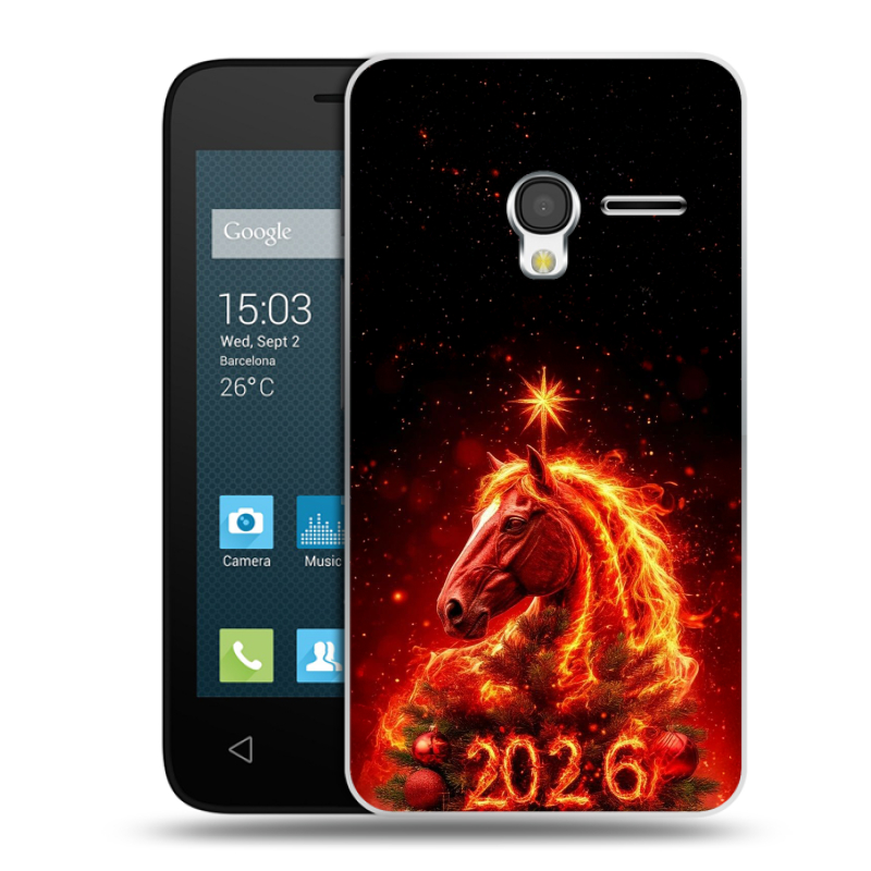 Пластиковый чехол на Alcatel One Touch Pixi 3 (4.0) с принтом Новый год Пластиковый чехол на Alcatel One Touch Pixi 3 (4.0) с принтом Новый год