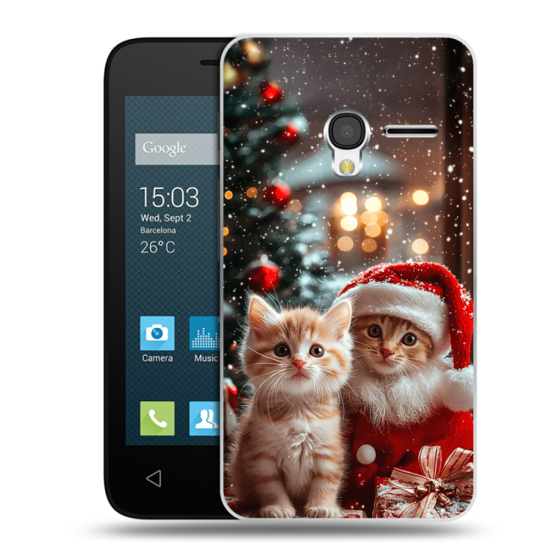 Пластиковый чехол на Alcatel One Touch Pixi 3 (4.0) с принтом Новый год Пластиковый чехол на Alcatel One Touch Pixi 3 (4.0) с принтом Новый год