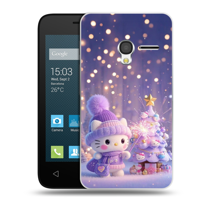 Пластиковый чехол на Alcatel One Touch Pixi 3 (4.0) с принтом Новый год Пластиковый чехол на Alcatel One Touch Pixi 3 (4.0) с принтом Новый год