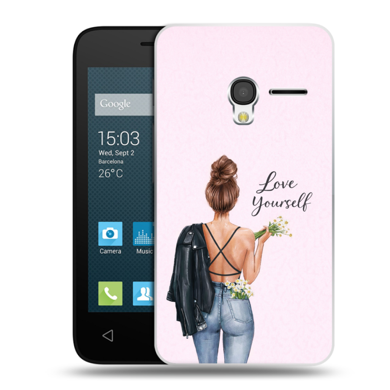 Пластиковый чехол на Alcatel One Touch Pixi 3 (4.0) с принтом женский Пластиковый чехол на Alcatel One Touch Pixi 3 (4.0) с принтом женский