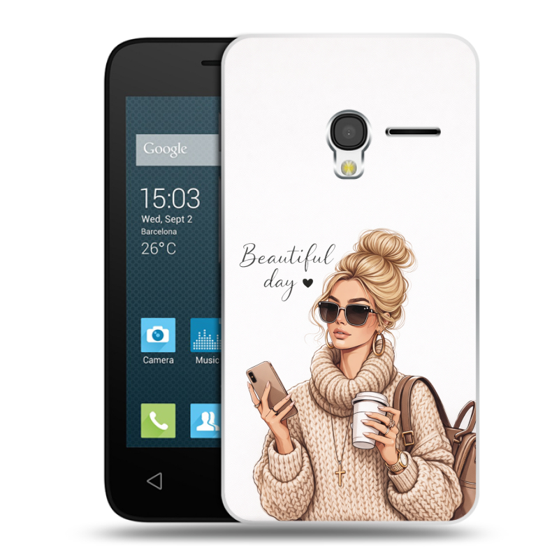 Пластиковый чехол на Alcatel One Touch Pixi 3 (4.0) с принтом женский Пластиковый чехол на Alcatel One Touch Pixi 3 (4.0) с принтом женский