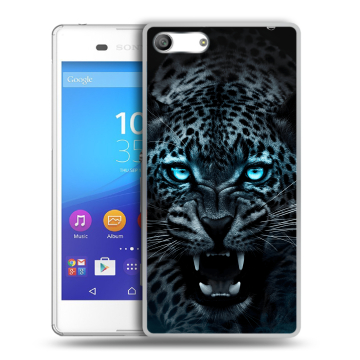 Силиконовый чехол на Sony Xperia M5 с принтом Темный леопард Силиконовый чехол на Sony Xperia M5 с принтом Темный леопард