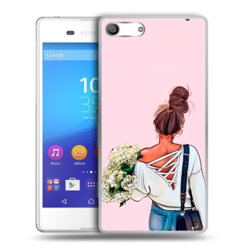 Силиконовый чехол на Sony Xperia M5 с принтом Девушка и букет Силиконовый чехол на Sony Xperia M5 с принтом Девушка и букет
