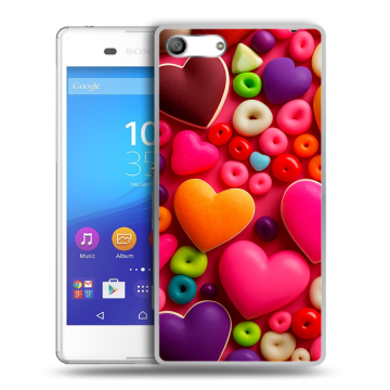 Силиконовый чехол на Sony Xperia M5 с принтом Сердечки Силиконовый чехол на Sony Xperia M5 с принтом Сердечки