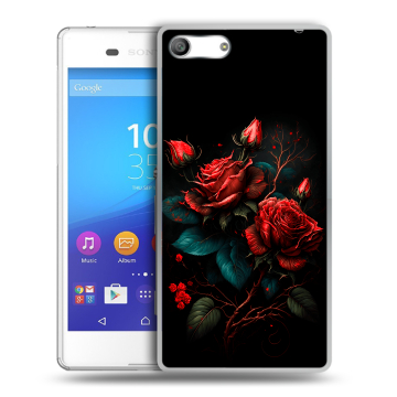 Силиконовый чехол на Sony Xperia M5 с принтом Розы красные Силиконовый чехол на Sony Xperia M5 с принтом Розы красные